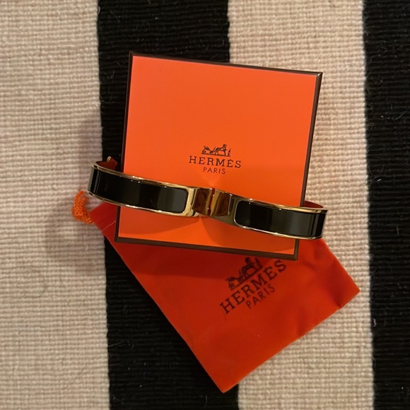 HERMES Clic Clac H Bracelet Black&gold - Picture 9 of 14
